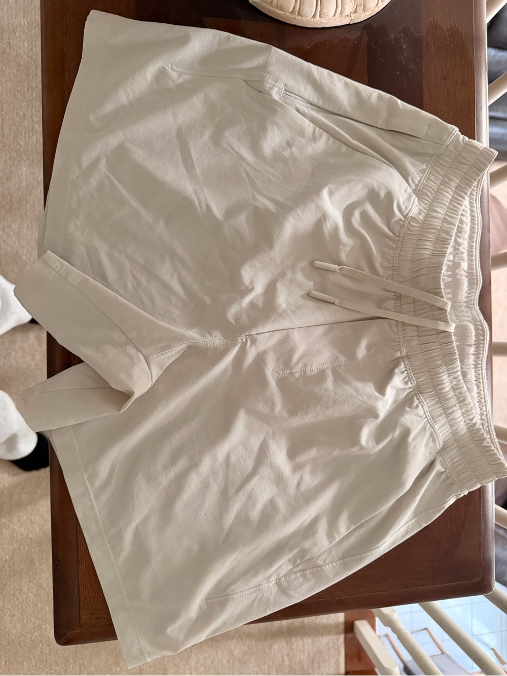 Lululemon Cream Elastic-Waist Drawstring Shorts